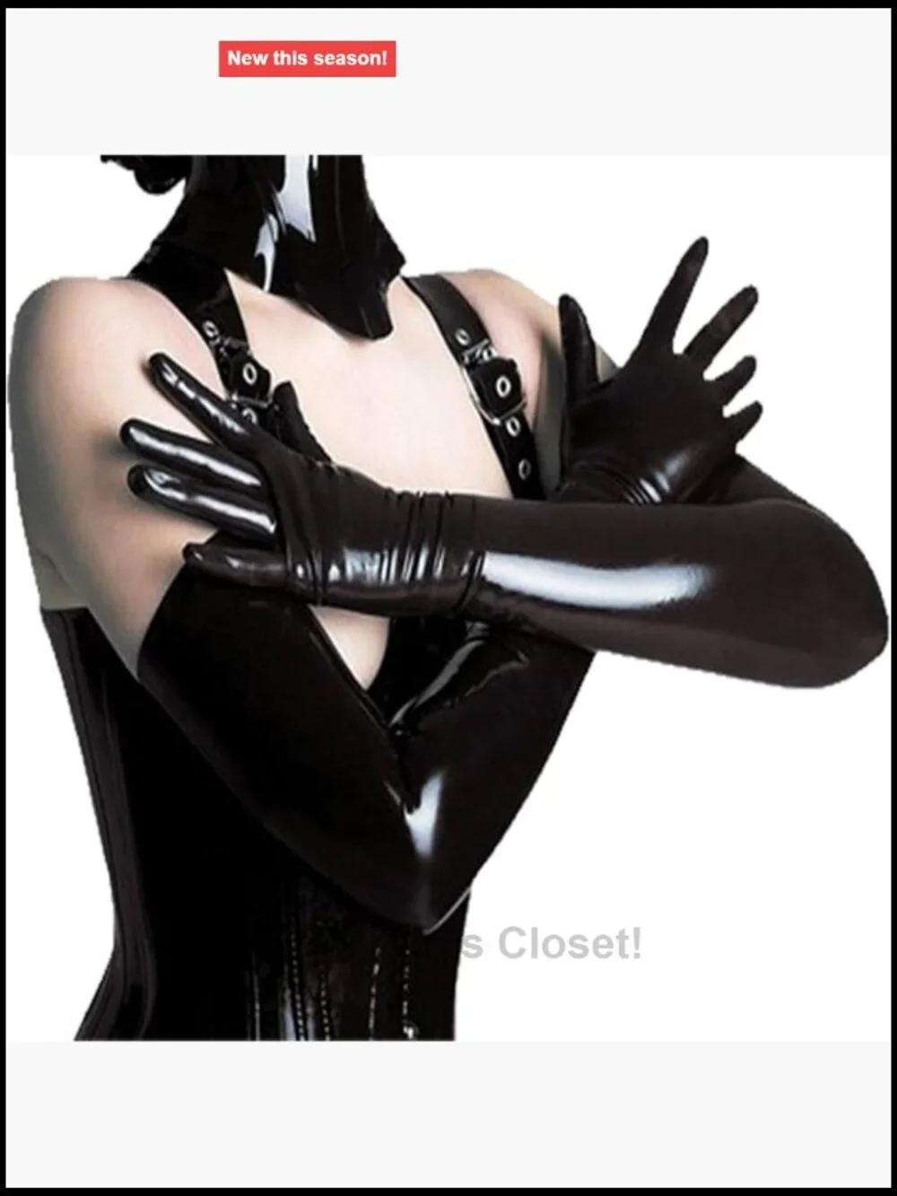 Wet Look Faux Leather Long Gloves Women Halloween Cosplay Clubwear